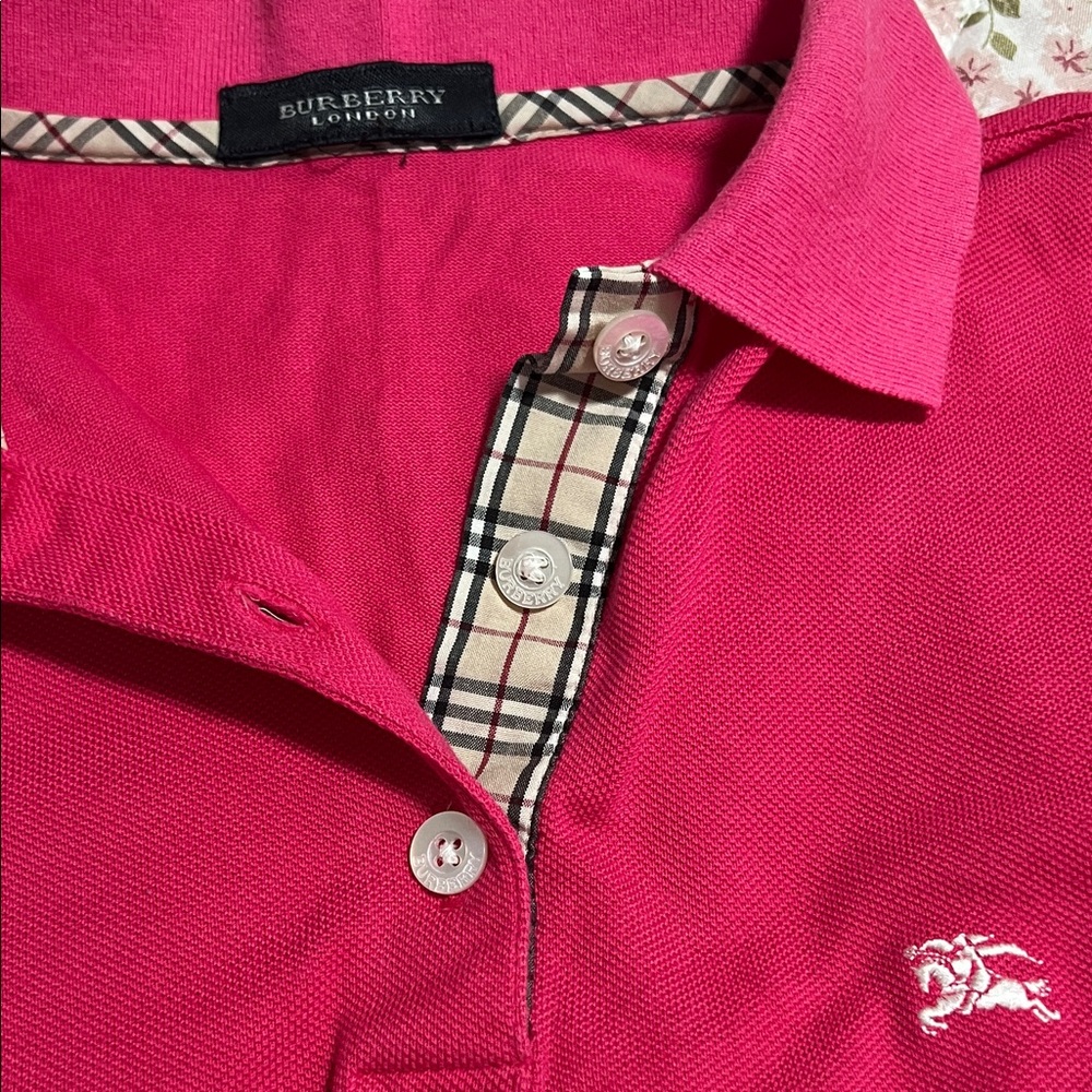 Burberry Bright Pink Polo with Logo - Picture 4 of 10